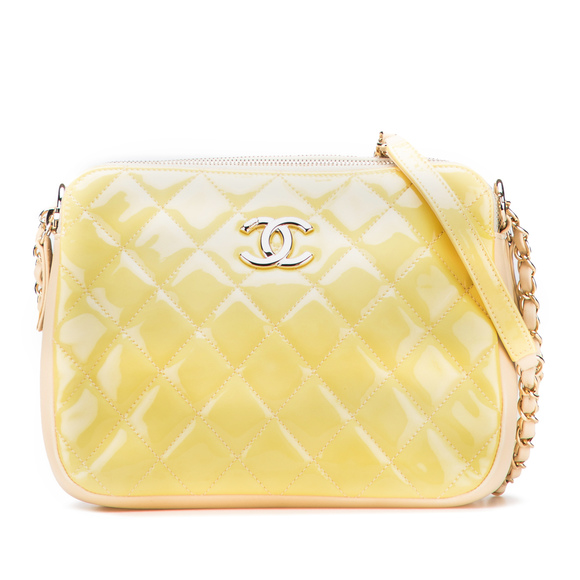 Pre-Loved Chanel Quilted Patent Chain Double Zip Crossbody - Picture 1 of 12